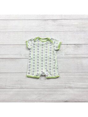 Old Navy Baby Panda Graphic Short Sleeve Romper Green 0-3 Months